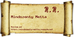 Mindszenty Metta névjegykártya